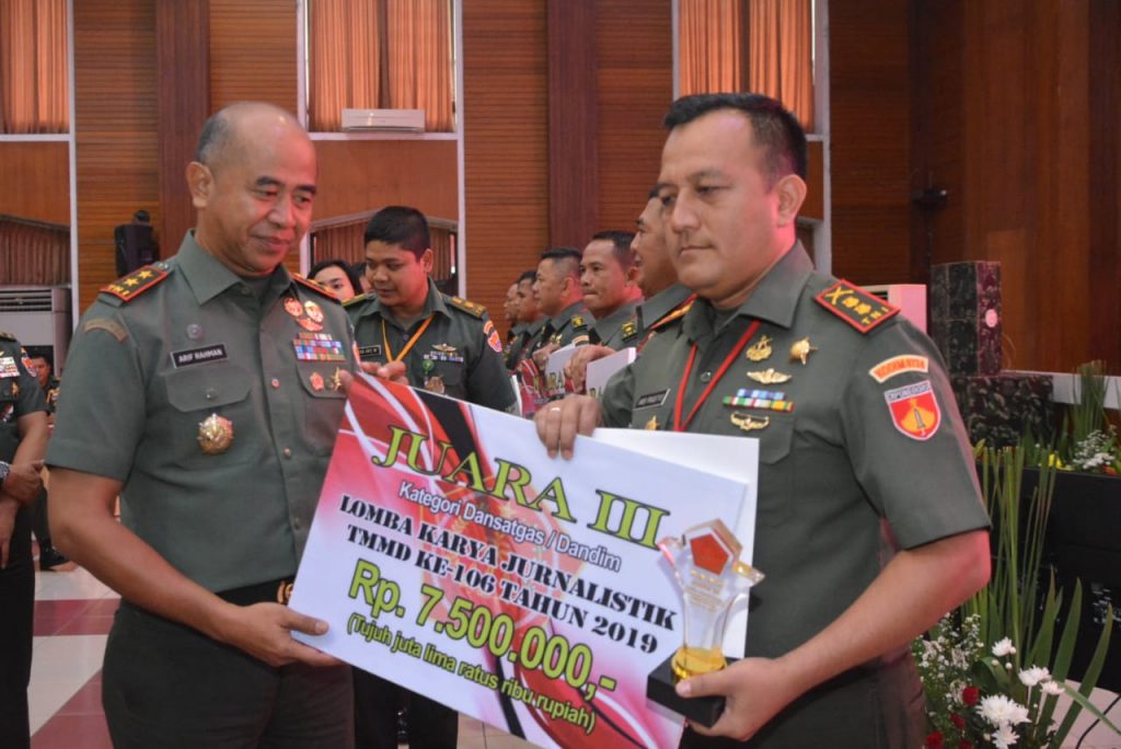 Kodim 0724/Boyolali Sabet Juara III Lomba Karya Jurnalistik TMMD Reguler 106 Tahun 2019