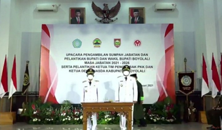 Pelantikan Bupati HM.Hidayat Said SH Dan Wakil Bupati H Wahyu Irawan SH di Gelar Sesuai Protokuler Kesehatan