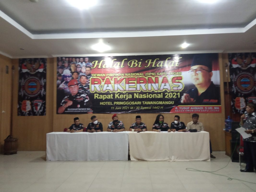 Rakernas Ormas Sapu jagad 2021 dan Halal Bihalal di Hotel Pringgosari Tawangmangu, Taati Prokes dan Berjalan Lancar