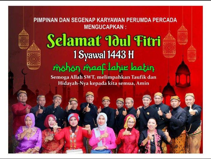 Segenap Pimpinan Dan Jajaran Perumda Percada Kabupaten Sukoharjo, Mengucapkan Selamat Hari Raya Idul Fitri 1443 H/ 2022 M