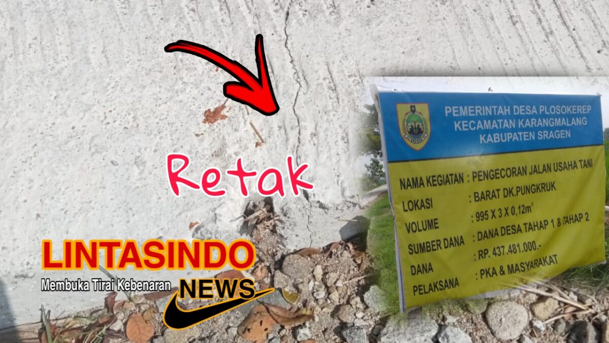 Pembangunan Pengecoran Jalan Usaha Tani Desa Plosokerep Diduga Asal Jadi