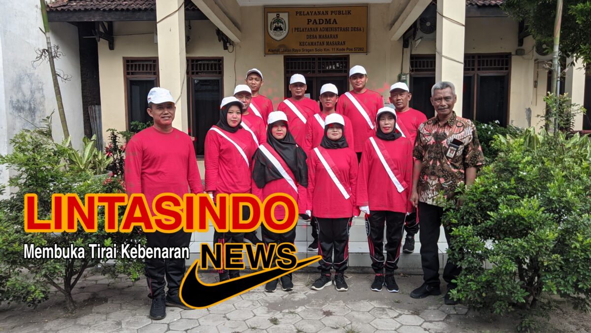 Desa Masaran Ikuti Lomba Peraturan Baris Berbaris di Lapangan Karangmalang Sragen