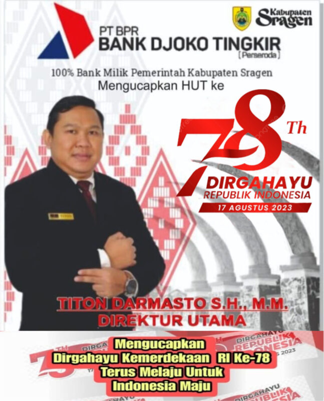 Iklan Hari Kemerdekaan RI Ke 78, PT. BPR Djoko Tingkir Sragen