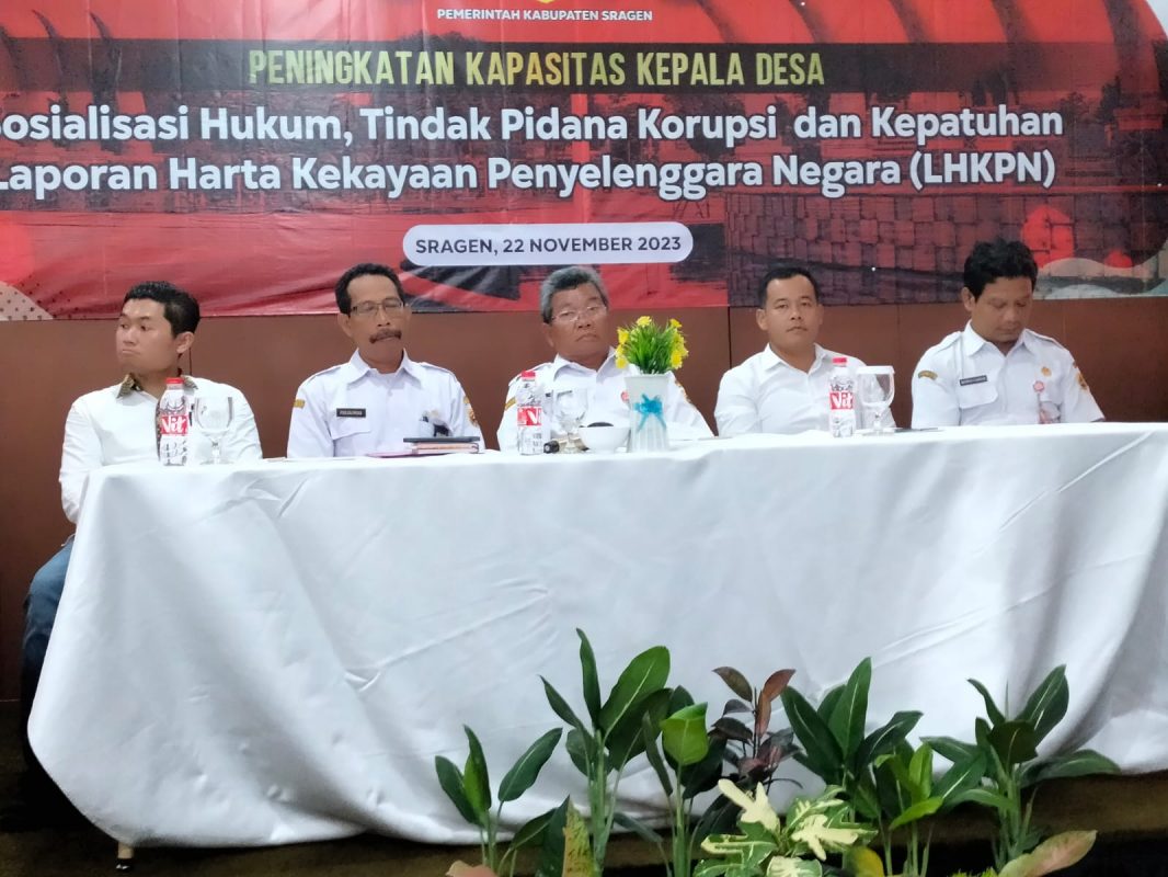 Bimtek Dan Sosialisasi Para Kepala Desa Sragen Satu Hari di Hotel Front One, Habiskan Dana APBD Rp. 1 Juta Per Desa