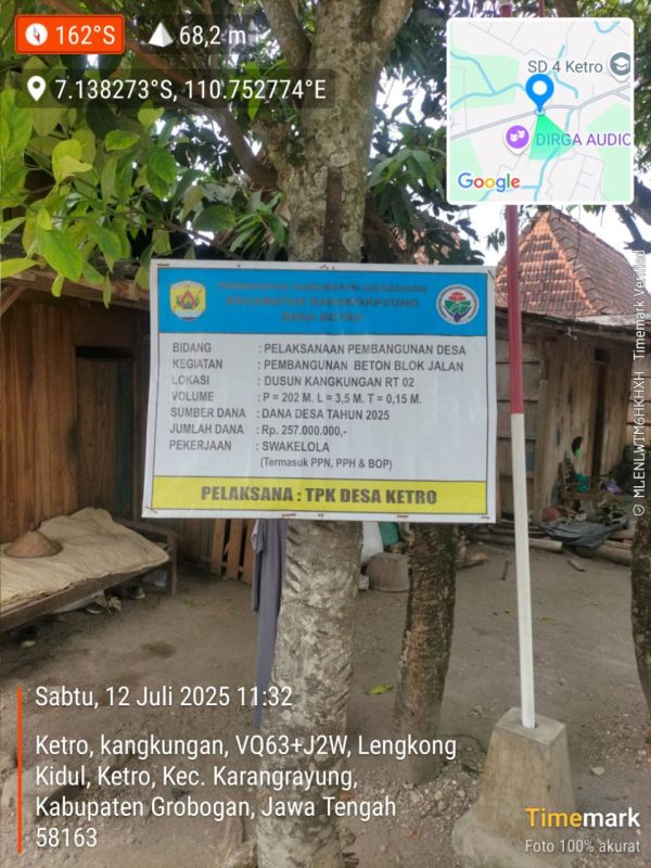 Proyek Jalan Cor Beton di Desa Ketro Grobogan Dikeluhkan Warga, Dinilai Asal-asalan