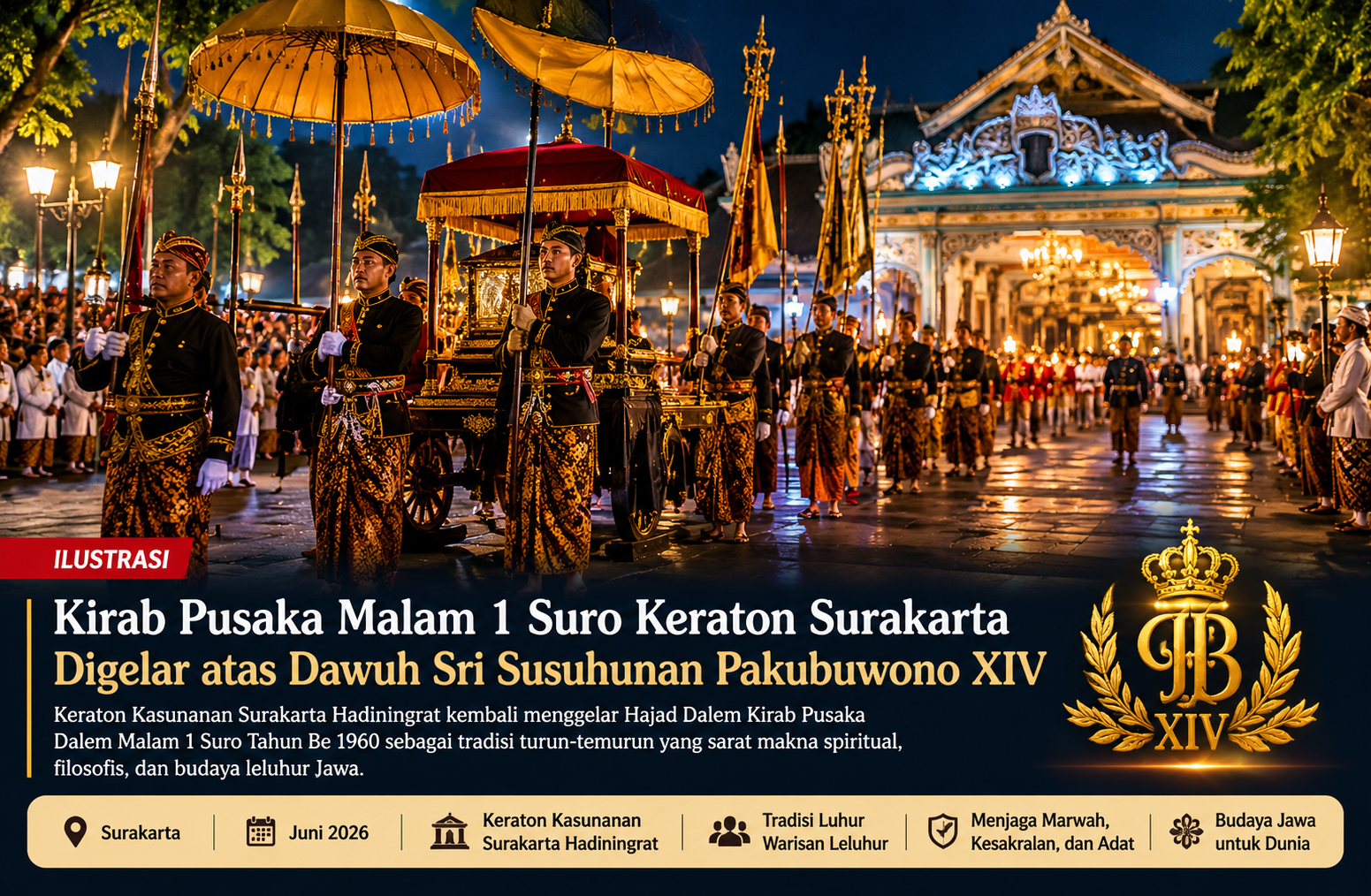 Kirab Pusaka Malam 1 Suro Keraton Surakarta Digelar atas Dawuh PB XIV, Masyarakat Diajak Jaga Kesakralan Tradisi