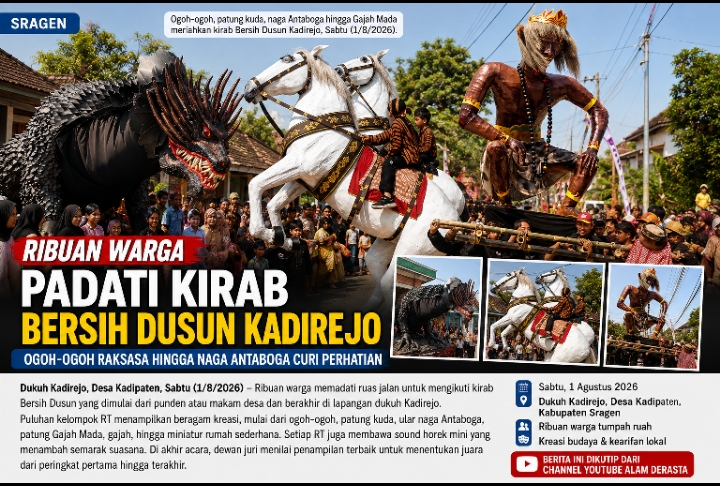 VIRAL! Kirab Bersih Dusun Kadirejo, Ogoh-Ogoh Raksasa Bikin Ribuan Warga Terpukau