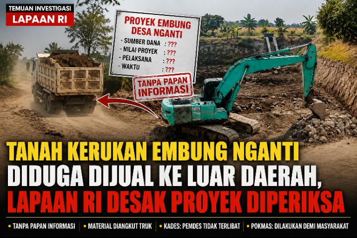 Tanah Kerukan Embung Nganti Diduga Diperjualbelikan, LAPAAN RI Desak Aparat Periksa Proyek