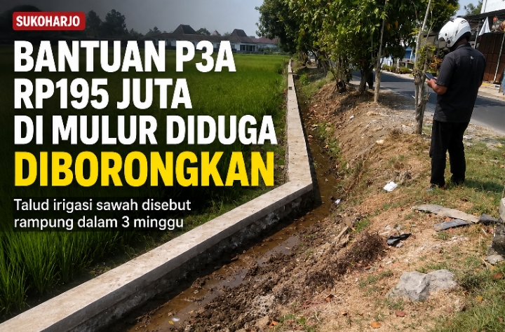 Bantuan P3A Rp195 Juta di Mulur Diduga Diborongkan, Talud Sawah Disebut Rampung 3 Minggu