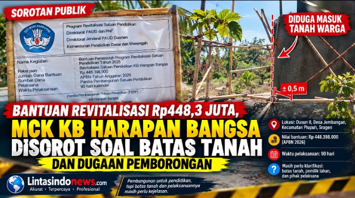 Bantuan Revitalisasi Rp448,3 Juta, MCK KB Harapan Bangsa Disorot soal Batas Tanah dan Dugaan Pemborongan
