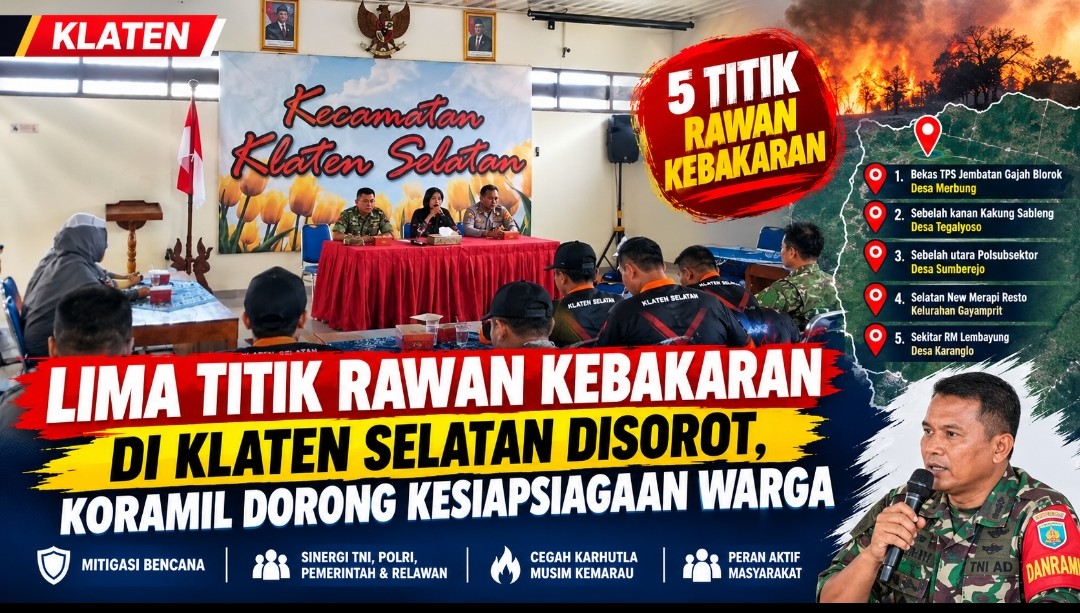 Lima Titik Rawan Kebakaran di Klaten Selatan Disorot, Koramil Dorong Kesiapsiagaan Warga